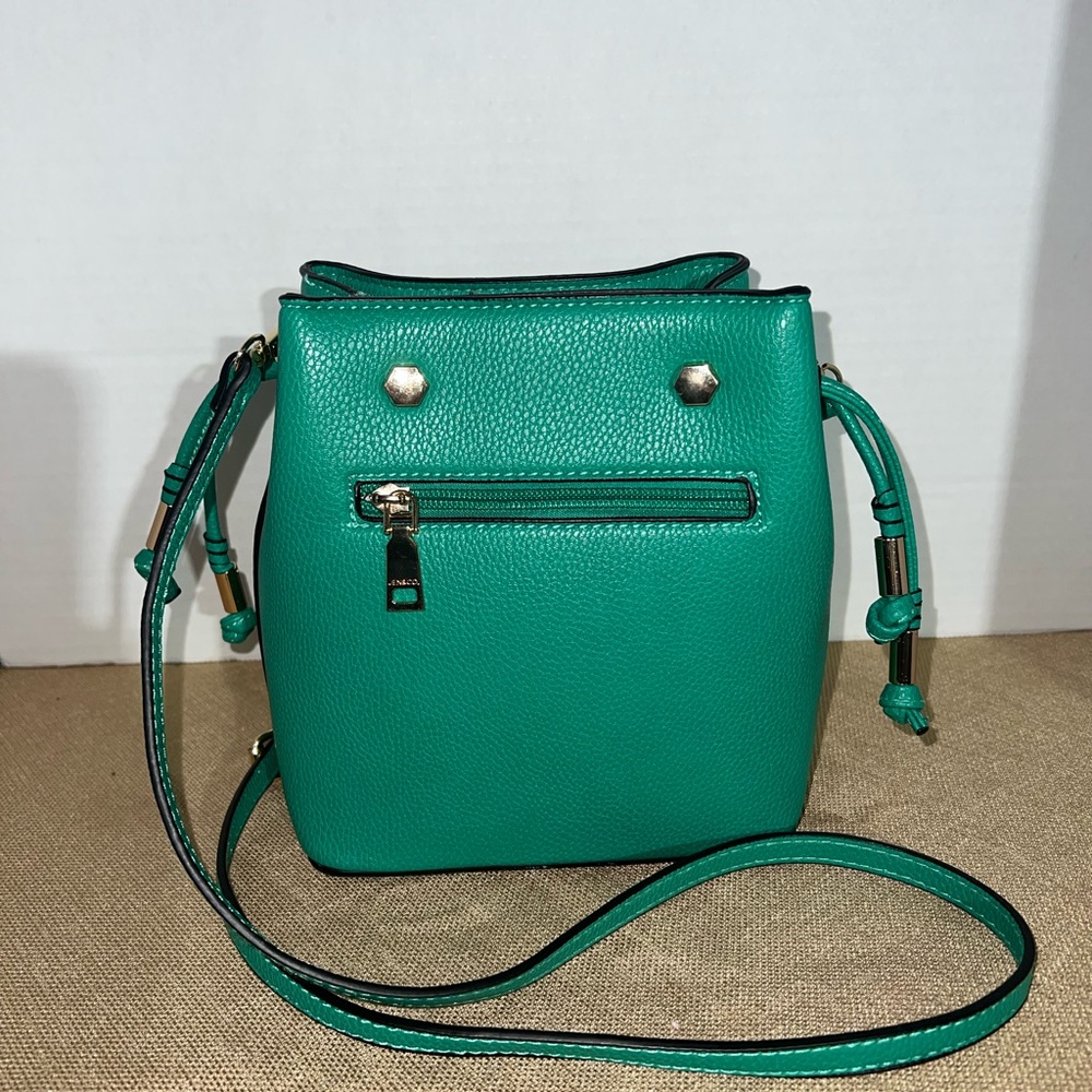 Jen & Co Bucket Bag Vegan Leather Crossbody Tote Handbag Purse Green